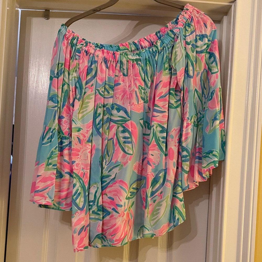 Lilly Pulitzer Pink and Green Floral Blouse